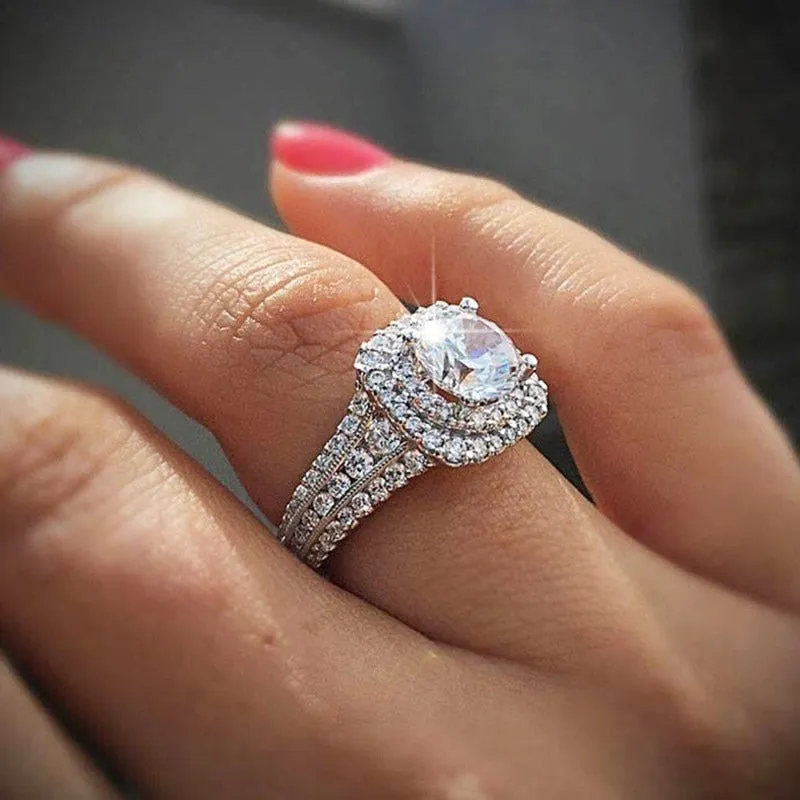 New Arrival Splendid Luxury Round Cut Designer AAA  Quality CZ Diamonds High End Rings