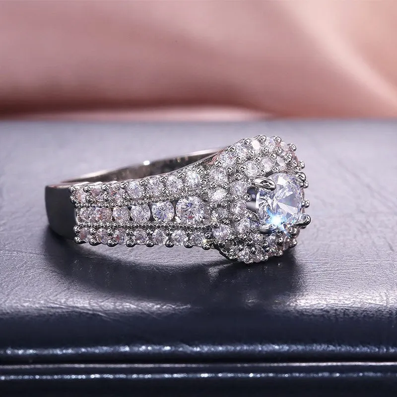 New Arrival Splendid Luxury Round Cut Designer AAA  Quality CZ Diamonds High End Rings