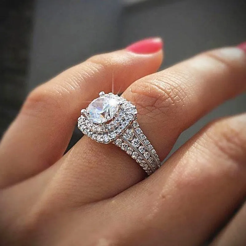 New Arrival Splendid Luxury Round Cut Designer AAA  Quality CZ Diamonds High End Rings