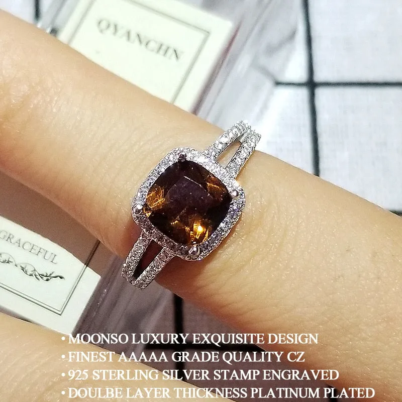 NEW Brown Color Designer AAA  Quality CZ Diamonds Engagement Wedding Promise Rings