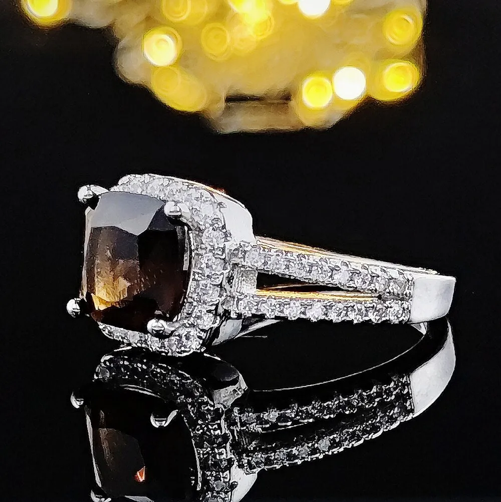 NEW Brown Color Designer AAA  Quality CZ Diamonds Engagement Wedding Promise Rings
