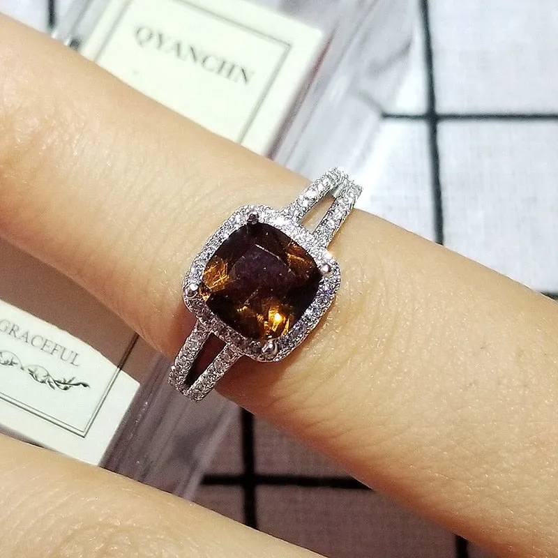 NEW Brown Color Designer AAA  Quality CZ Diamonds Engagement Wedding Promise Rings