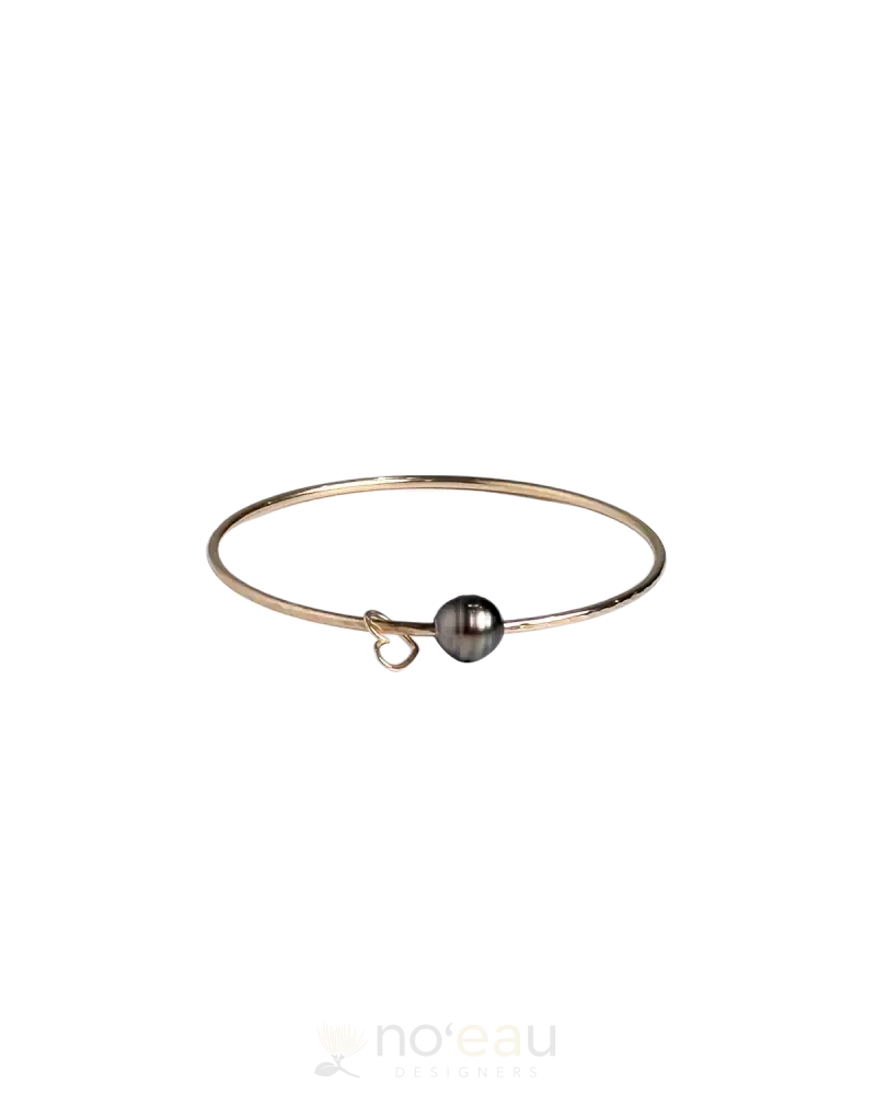 NOEAU - Size 8 14k Goldfilled Bangle With Tahitian Pearl & Assorted Charm