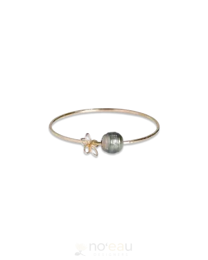NOEAU - Size 8 14k Goldfilled Bangle With Tahitian Pearl & Assorted Charm