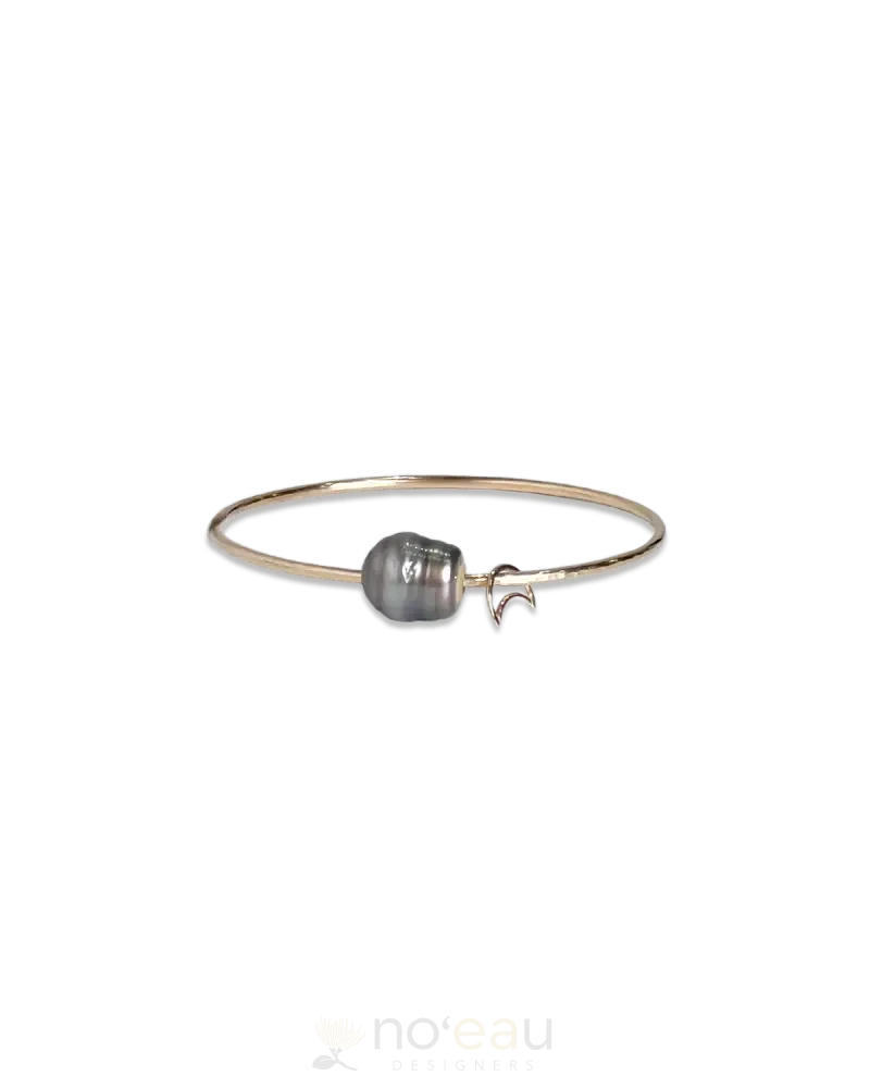 NOEAU - Size 8 14k Goldfilled Bangle With Tahitian Pearl & Assorted Charm
