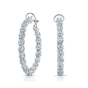 Norman Silverman - Round Diamond Hoop Earrings, 18k White Gold