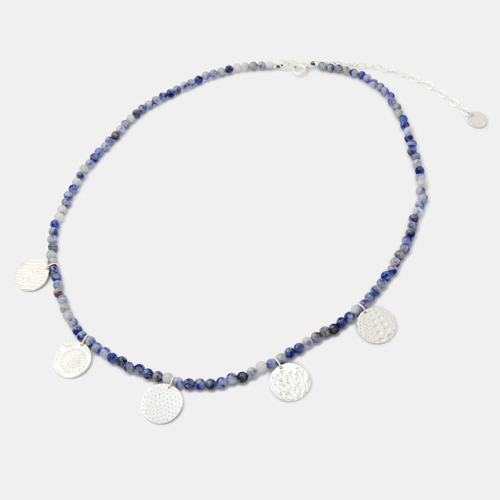 Ocean Textures Silver & Sodalite Beaded Necklace