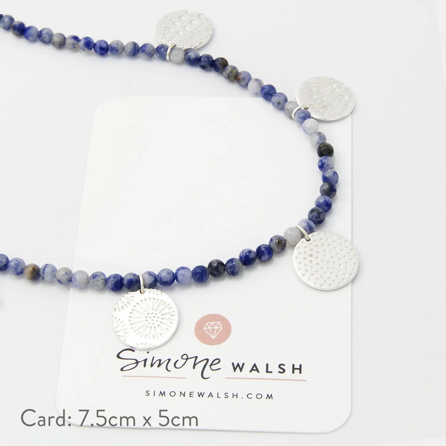 Ocean Textures Silver & Sodalite Beaded Necklace