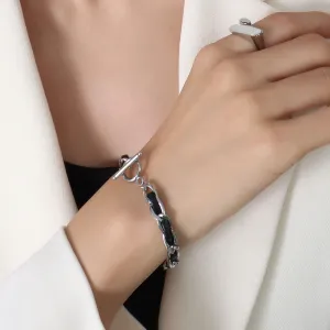 OlaZarah Silver Choker Necklace |  Titanium Leather Rope Fashion 40cm/18CM Jewelry Necklace & Bracelet Set