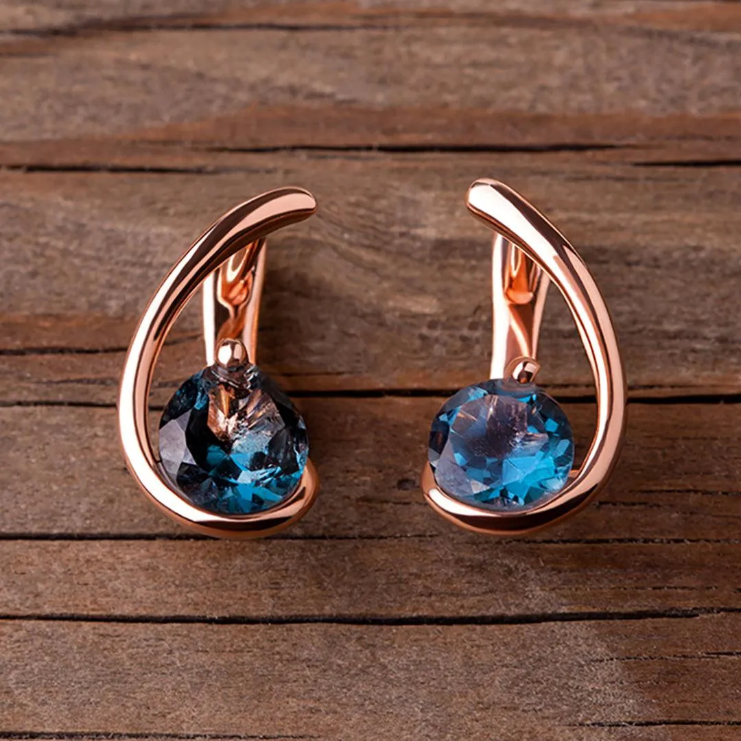 Opulent' London Blue Topaz Unique Drop Earrings