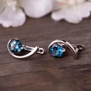 Opulent' London Blue Topaz Unique Drop Earrings