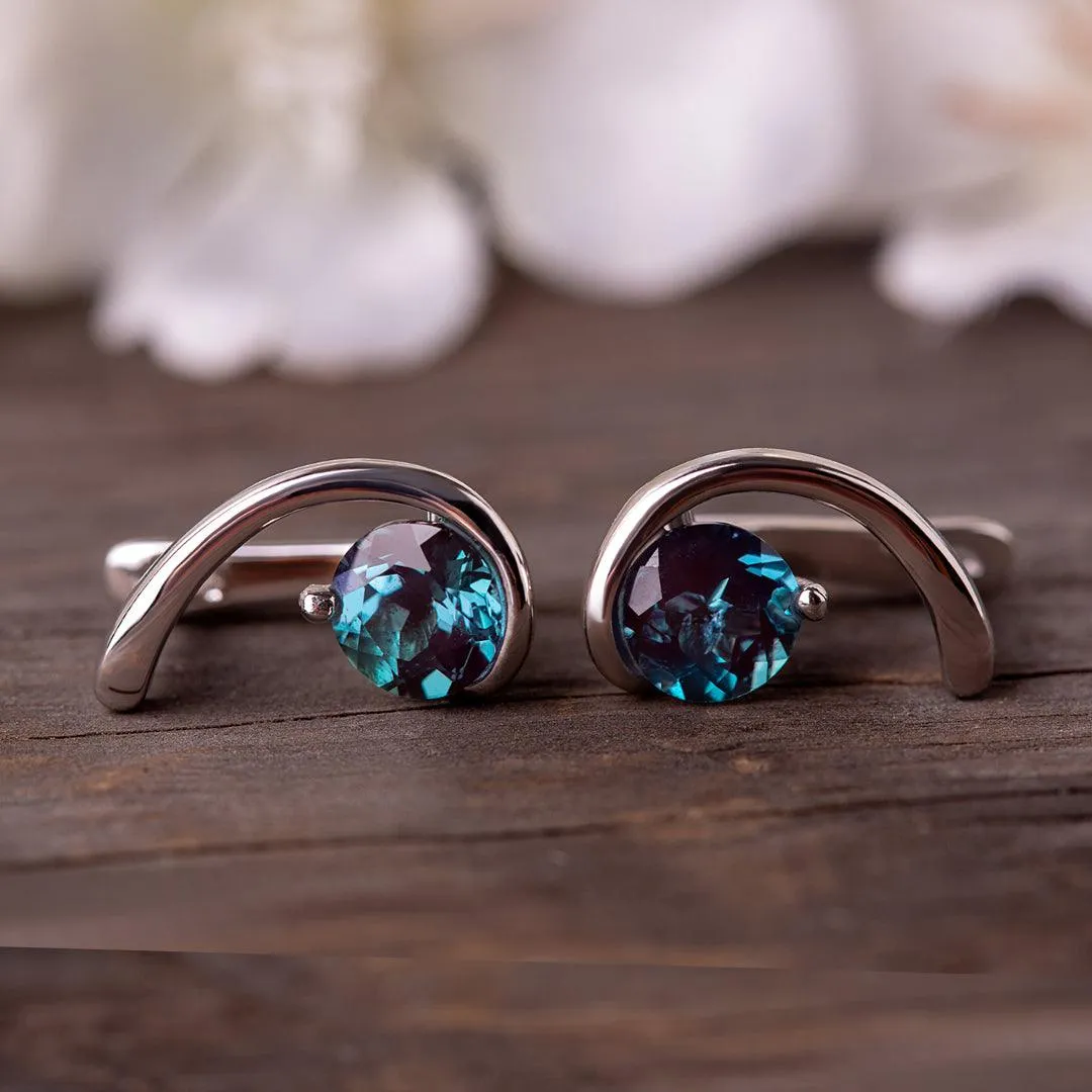 Opulent' London Blue Topaz Unique Drop Earrings