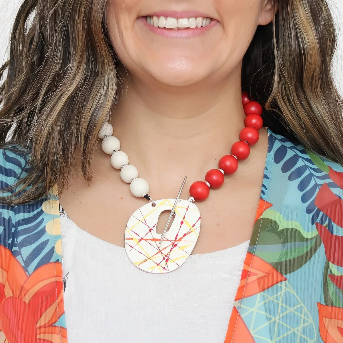 Orange Cosmic Splash Pendant Necklace