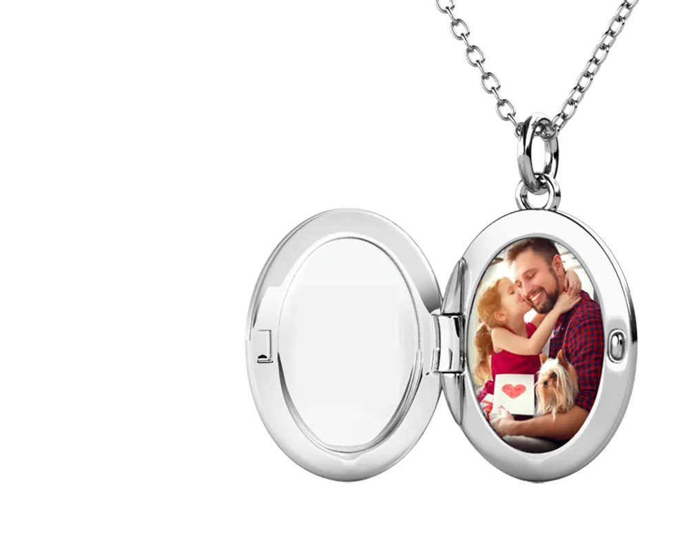 Oval Personalised Photo Locket Necklace | Photo Necklace | Picture Necklace | Sterling Silver