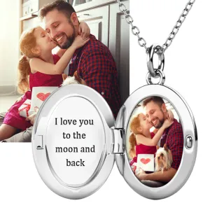Oval Personalised Photo Locket Necklace | Photo Necklace | Picture Necklace | Sterling Silver