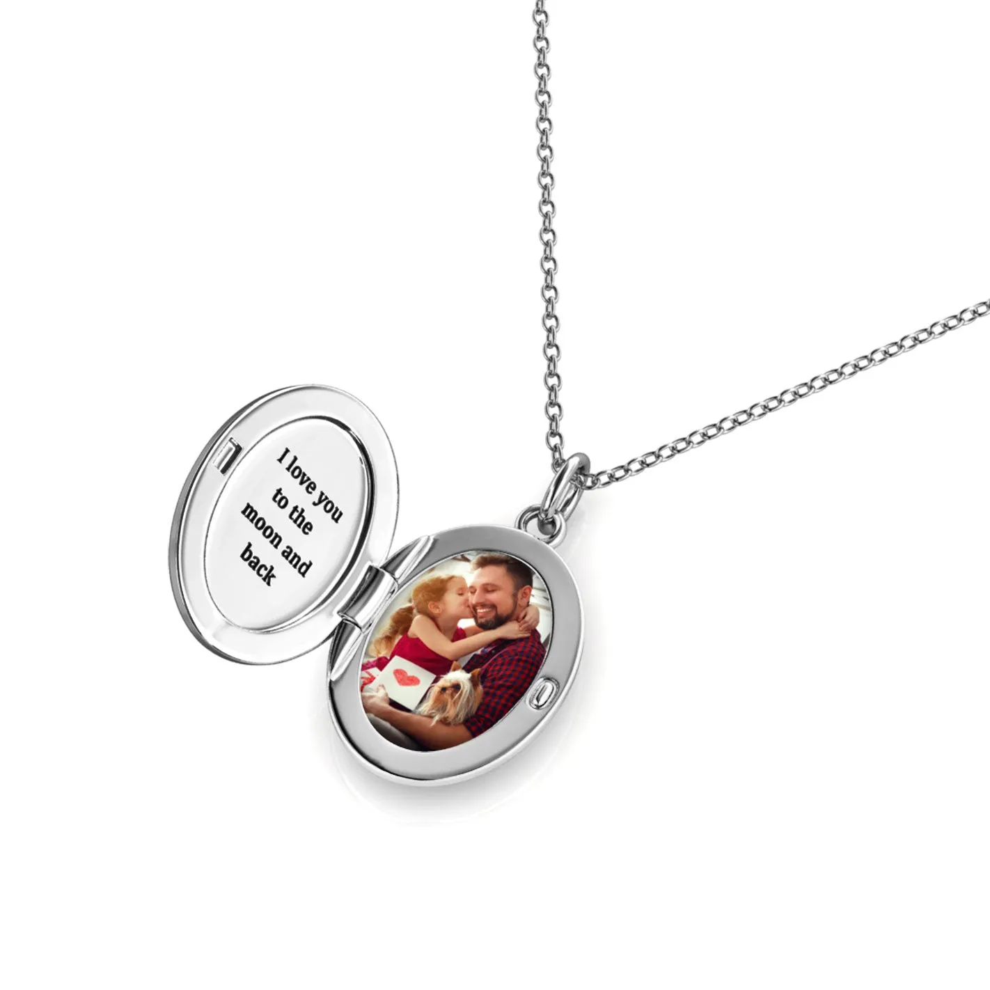 Oval Personalised Photo Locket Necklace | Photo Necklace | Picture Necklace | Sterling Silver