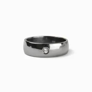 Oxidized Silver with White Topaz Ring