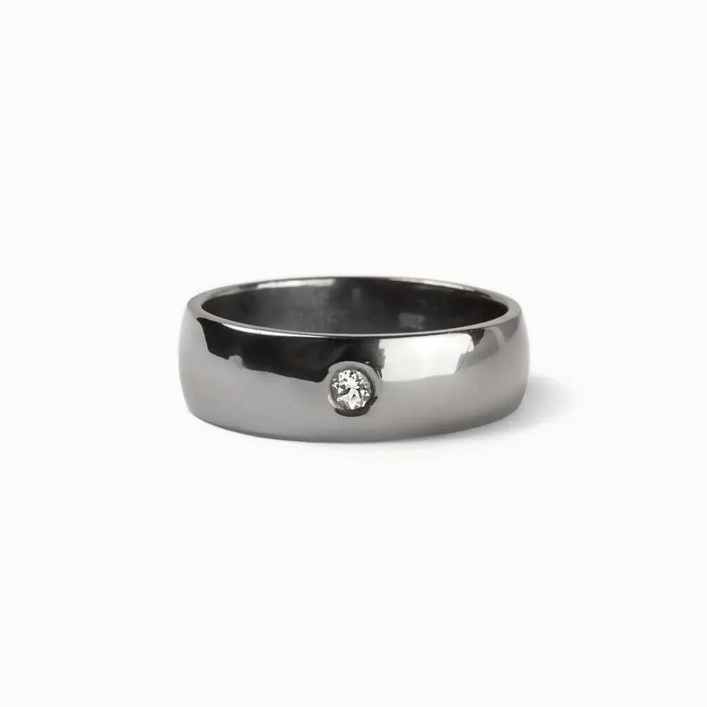 Oxidized Silver with White Topaz Ring