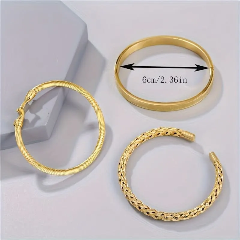 Pack of 3 Pcs. Unisex Roman Braided Titanium Bracelet Set