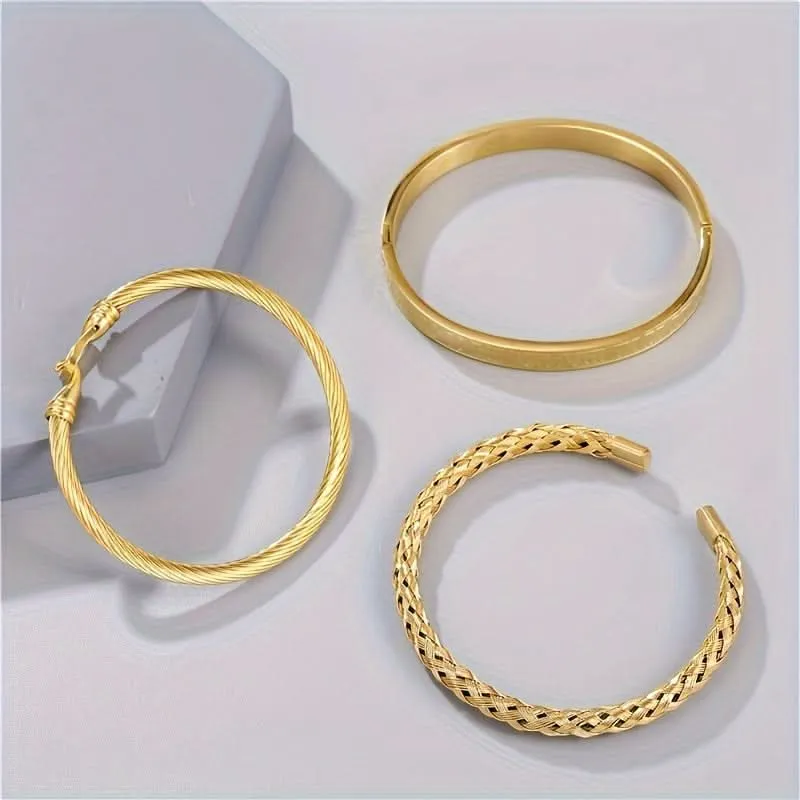 Pack of 3 Pcs. Unisex Roman Braided Titanium Bracelet Set