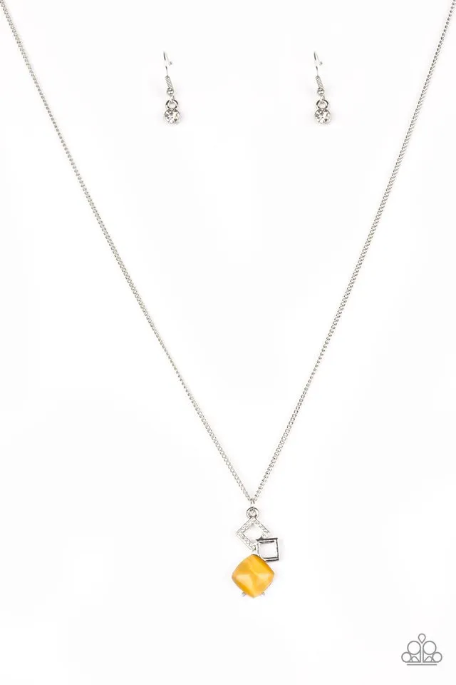 Paparazzi Necklace ~ Stylishly Square - Yellow