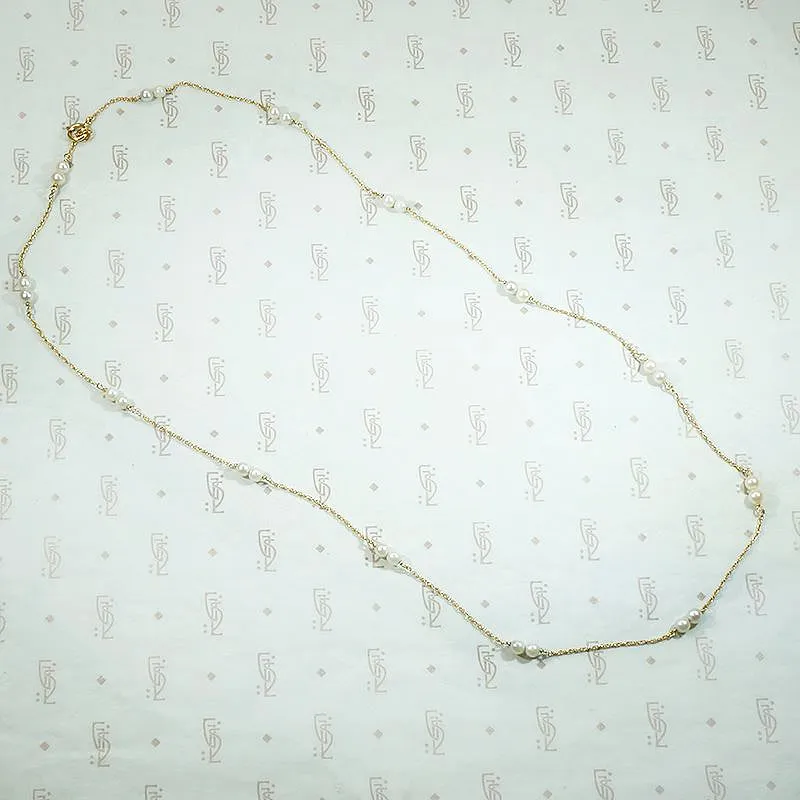 Pearl Studded Gold Rope Chain Necklace