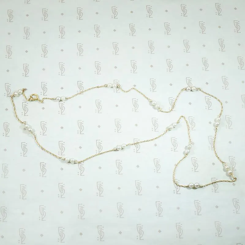 Pearl Studded Gold Rope Chain Necklace
