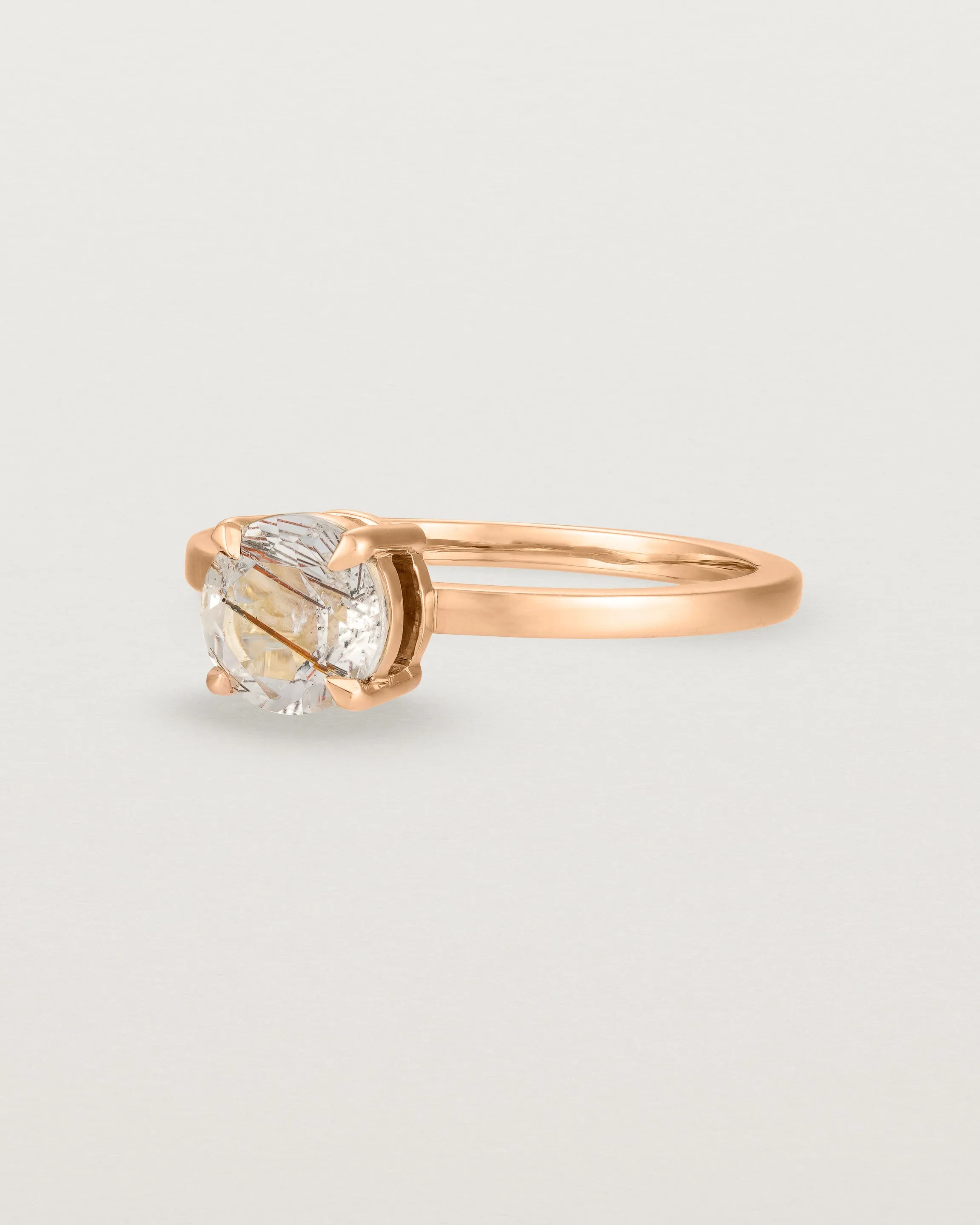 Petite Una Round Solitaire | Rutilated Quartz