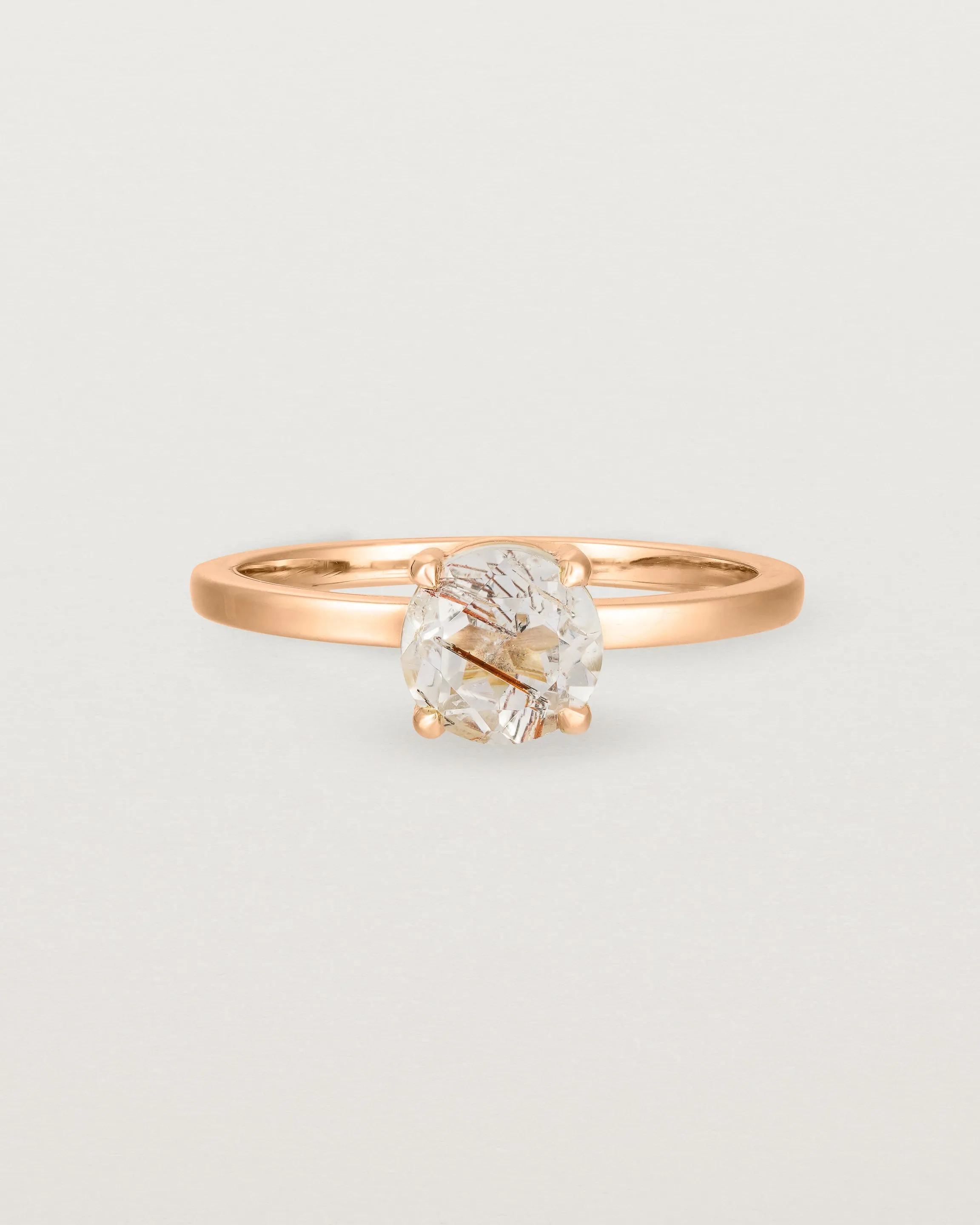 Petite Una Round Solitaire | Rutilated Quartz