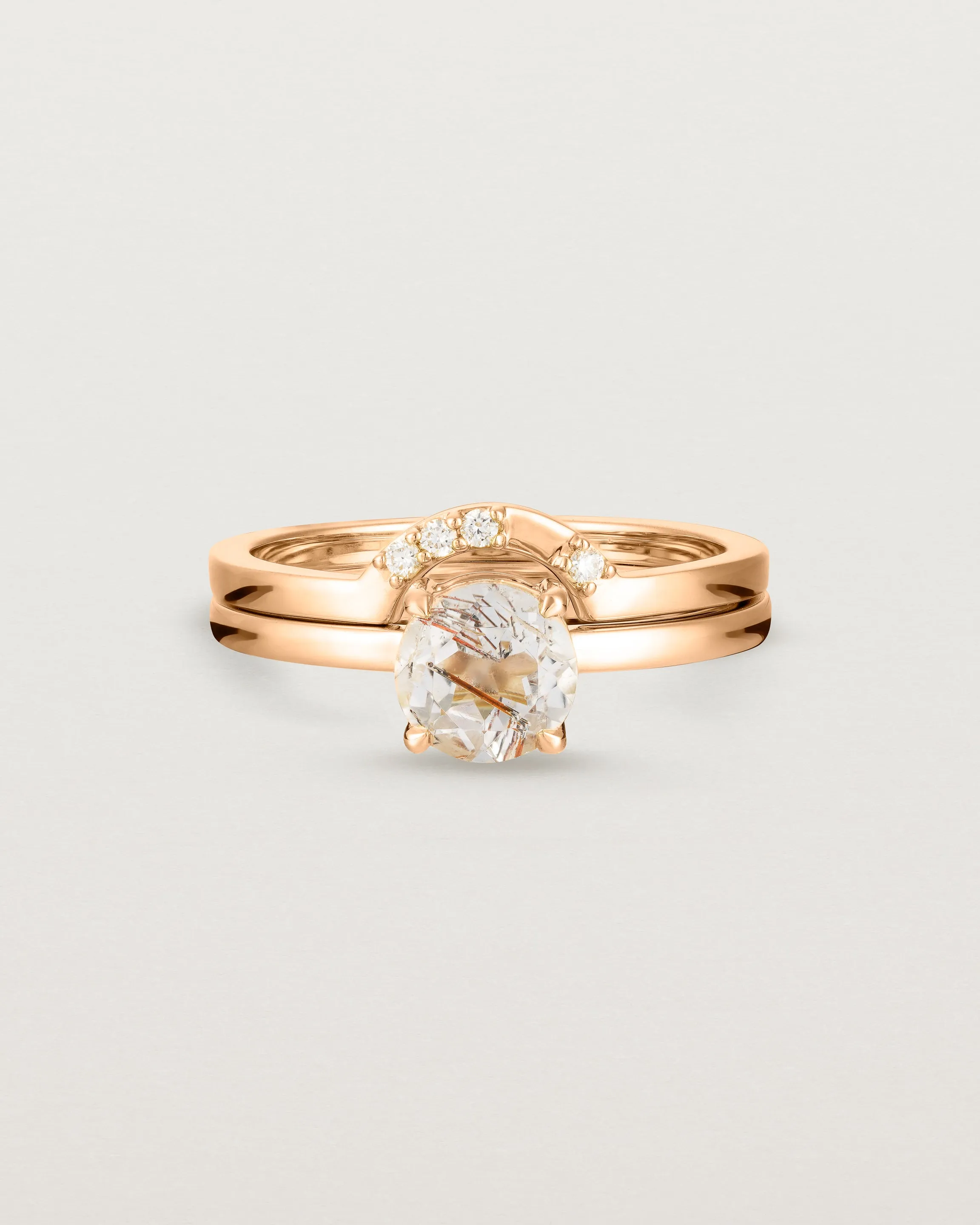 Petite Una Round Solitaire | Rutilated Quartz