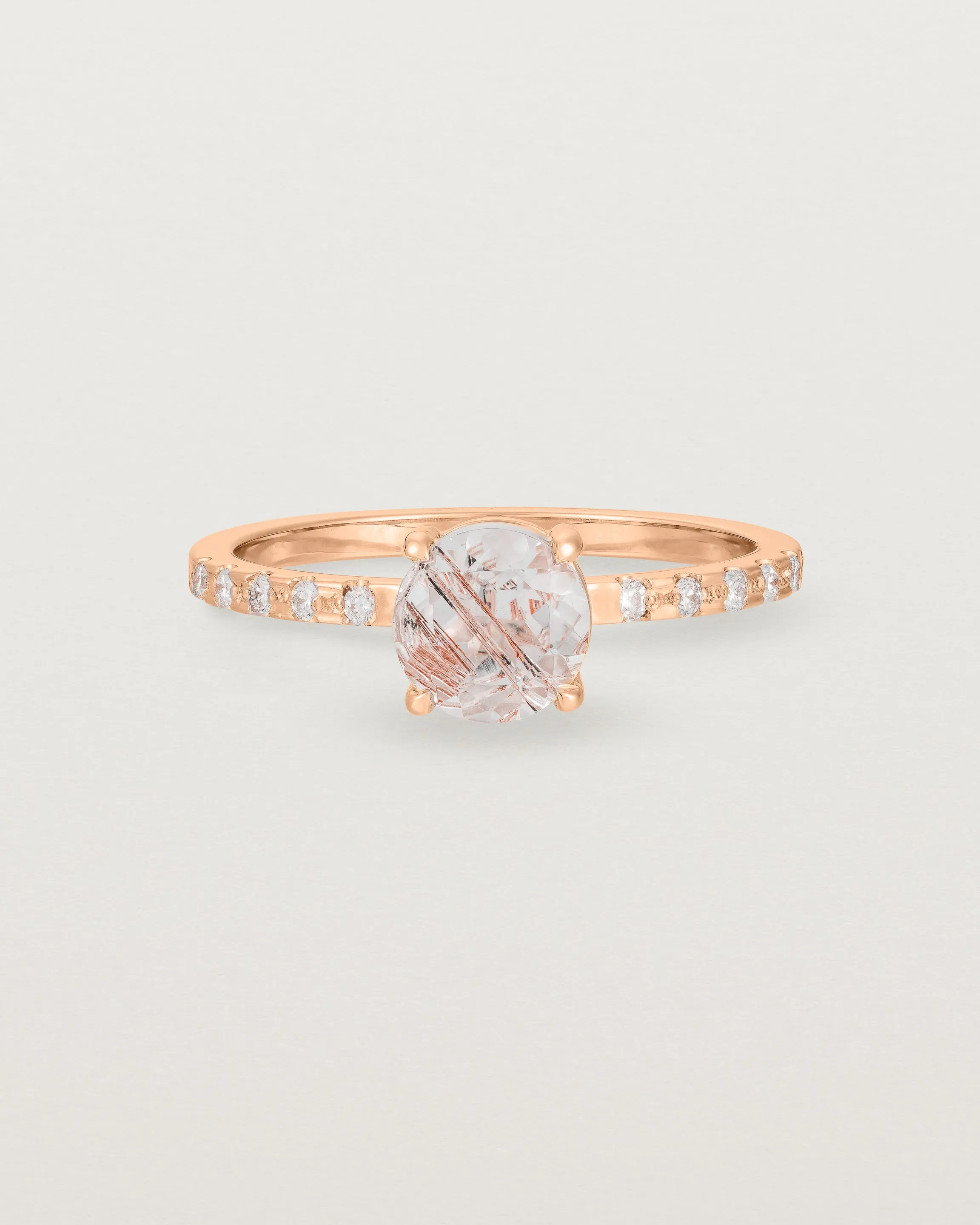 Petite Una Round Solitaire | Rutilated Quartz