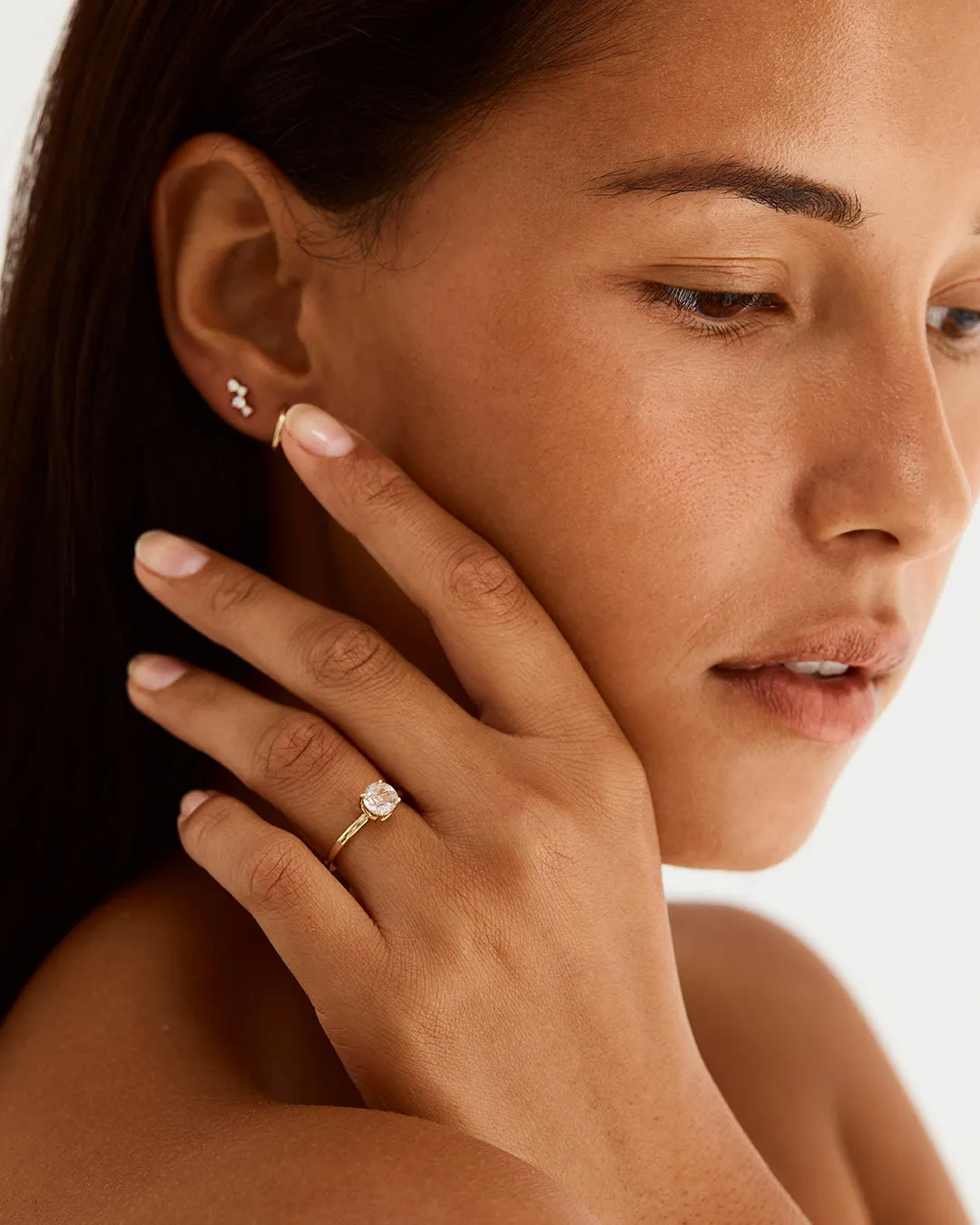 Petite Una Round Solitaire | Rutilated Quartz