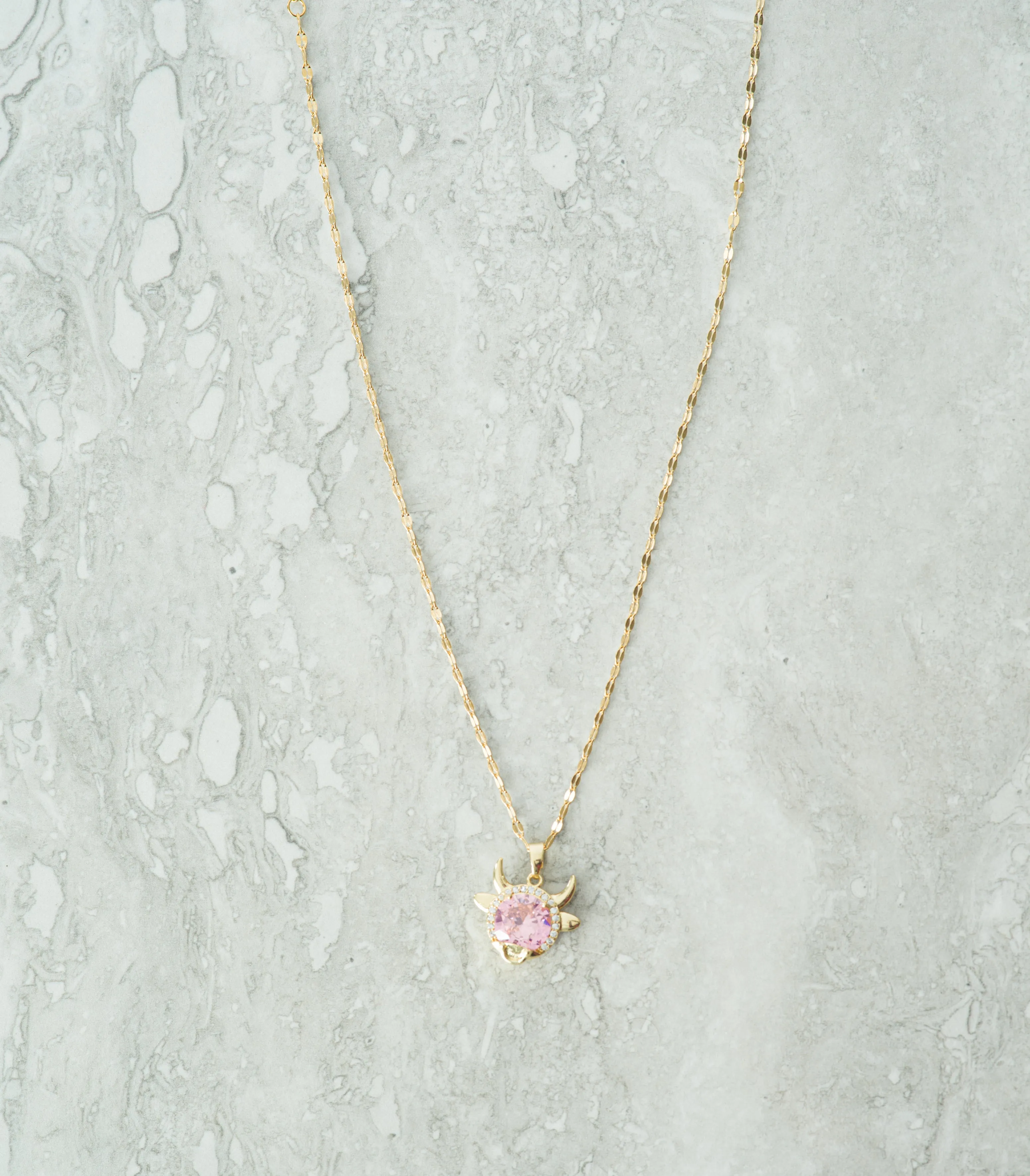 Pink turtle gold necklace