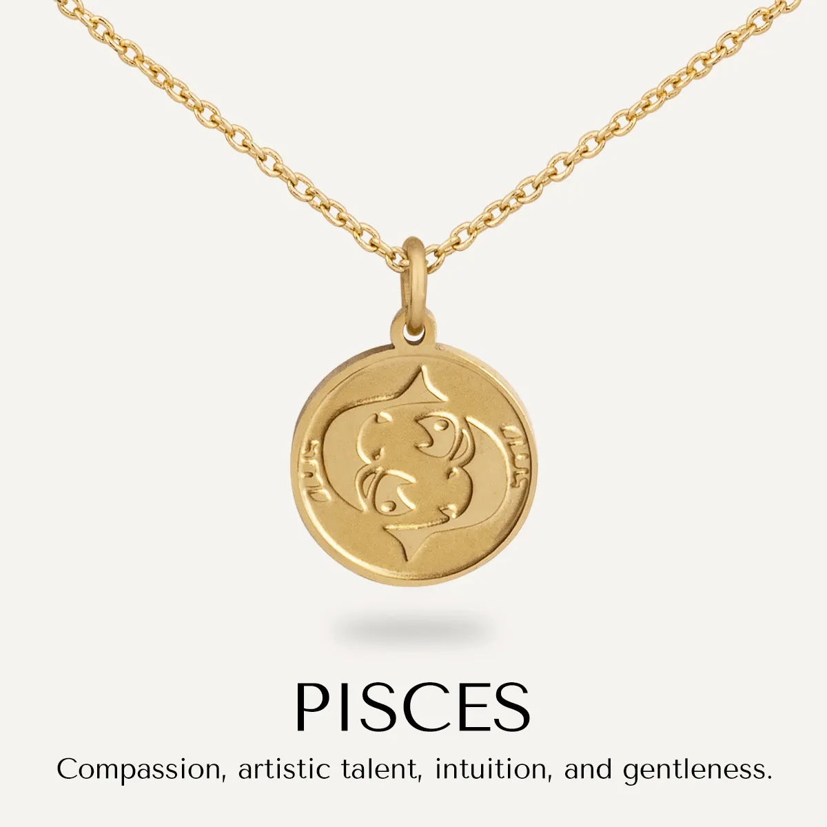 Pisces Zodiac Necklace In Gold-Tone (Feb 19 – March 20)