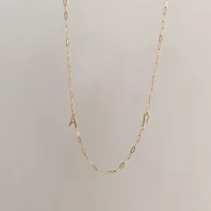 *PRE-ORDER Double Mini Sideways Initial Paperlink Necklace
