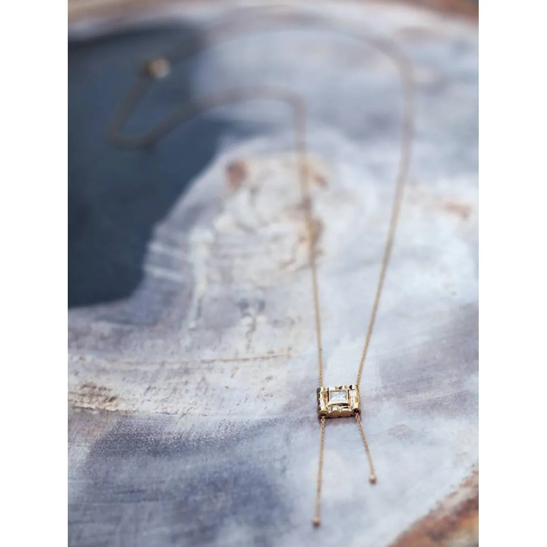 Princess Diamond   14K Gold Pendant Necklace