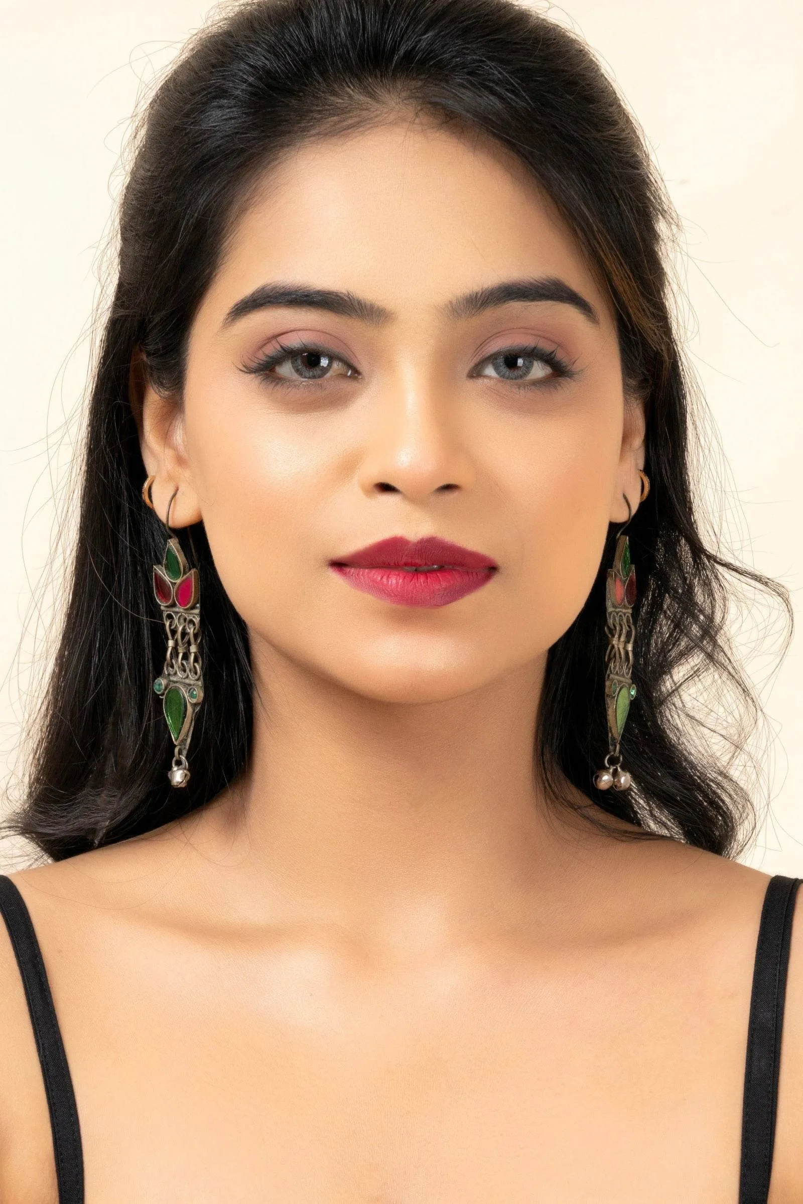 Pure Afghan Pink Green Dangler Earrings - Unique Design for All Occasions, Non-Allergic Material