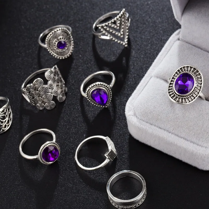 Purple Gem Ring Set