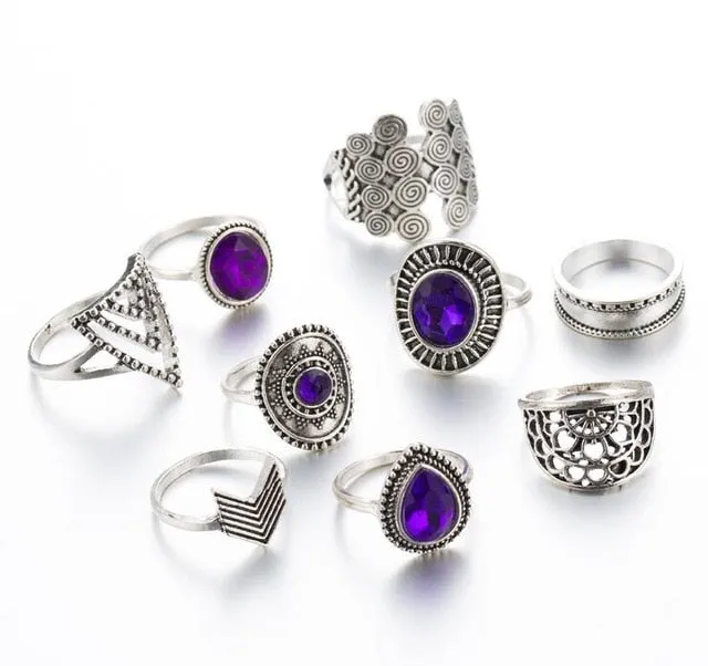 Purple Gem Ring Set