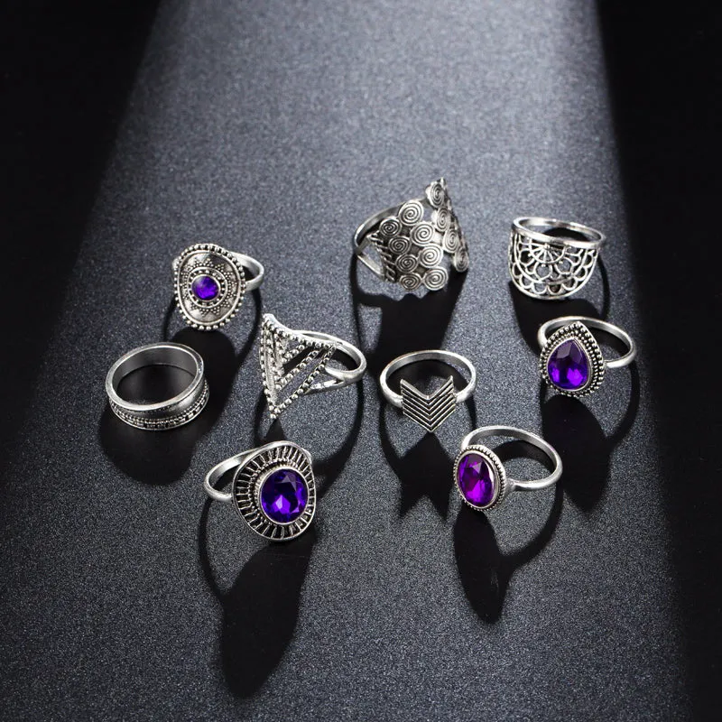 Purple Gem Ring Set