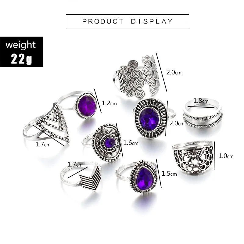 Purple Gem Ring Set