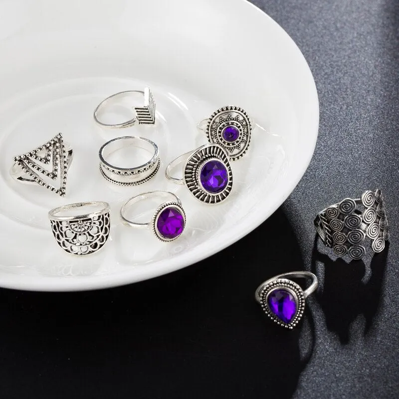 Purple Gem Ring Set