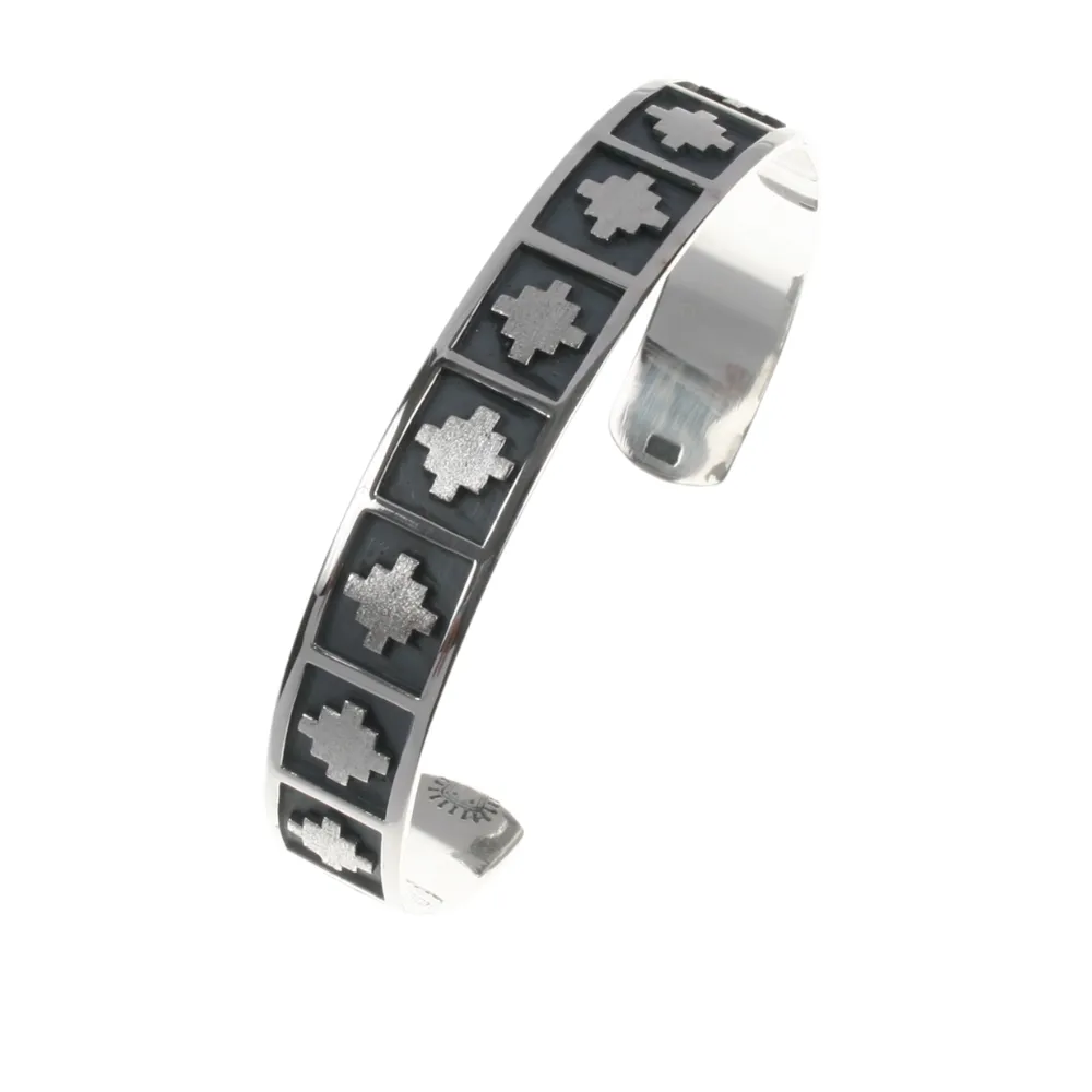 "Chakana" Peruvian Inspired Sterling Silver Inka Cross Bracelet - Andean Symbol of Balance, Harmony, and Connection Between the Physical and Spiritual Worlds