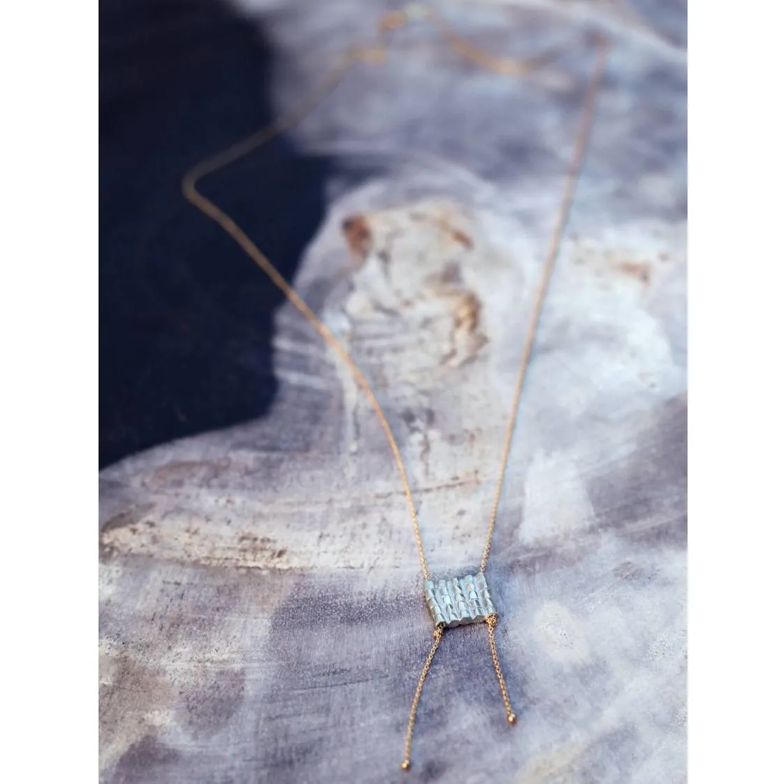 "Pebble" Mixed Metal Pendant Necklace