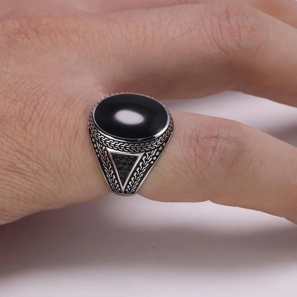 Real Silver Vintage Big Turkish Ring With Agate Stones