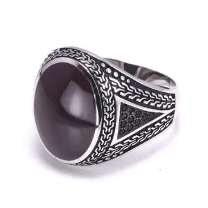 Real Silver Vintage Big Turkish Ring With Agate Stones