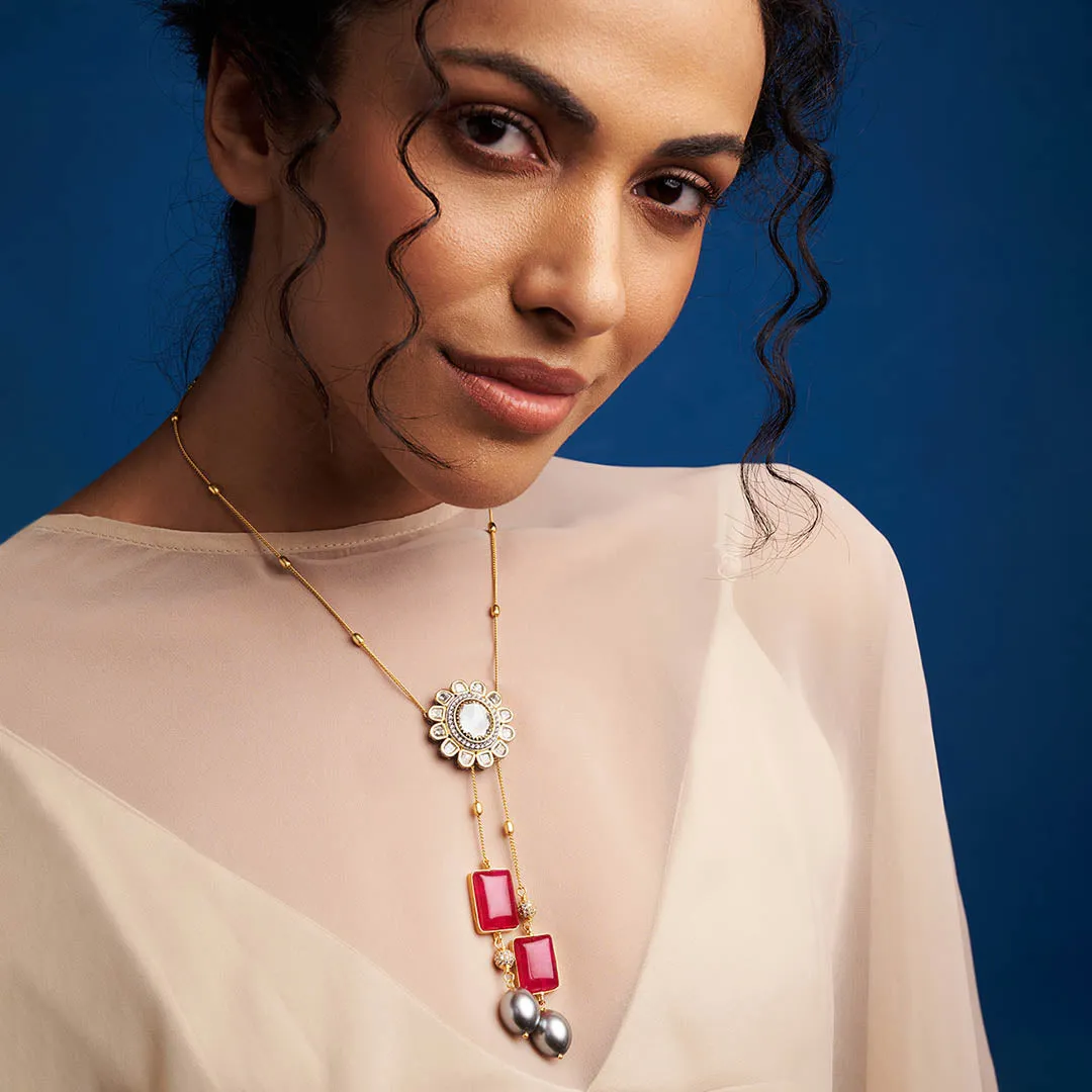 Red & Golden Petite Necklace - JUJBR23N5