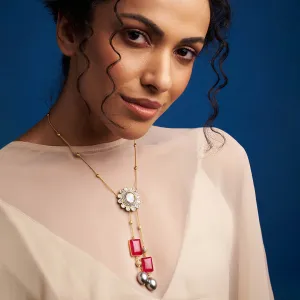 Red & Golden Petite Necklace - JUJBR23N5