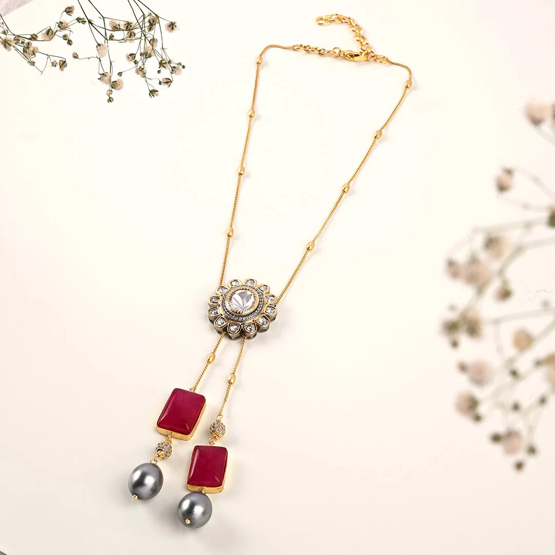 Red & Golden Petite Necklace - JUJBR23N5