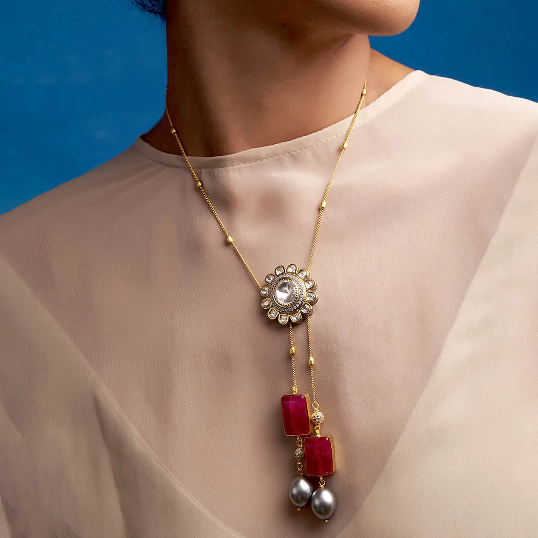 Red & Golden Petite Necklace - JUJBR23N5